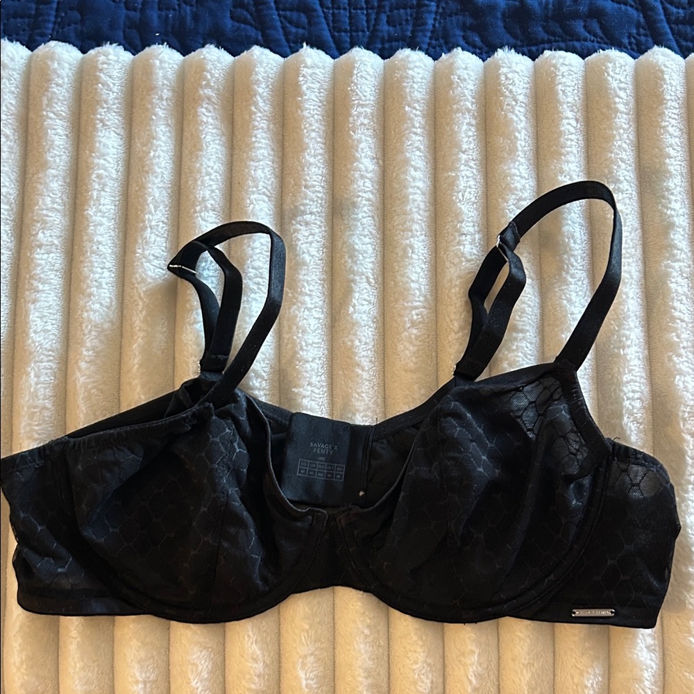 Savage X Fenty Black Textured Bra
